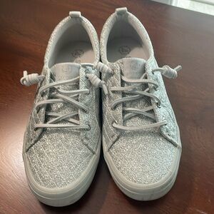 COPY - SPERRY Women’s Top Sider silver glitter Canvas Slip On Shoes  Size 7